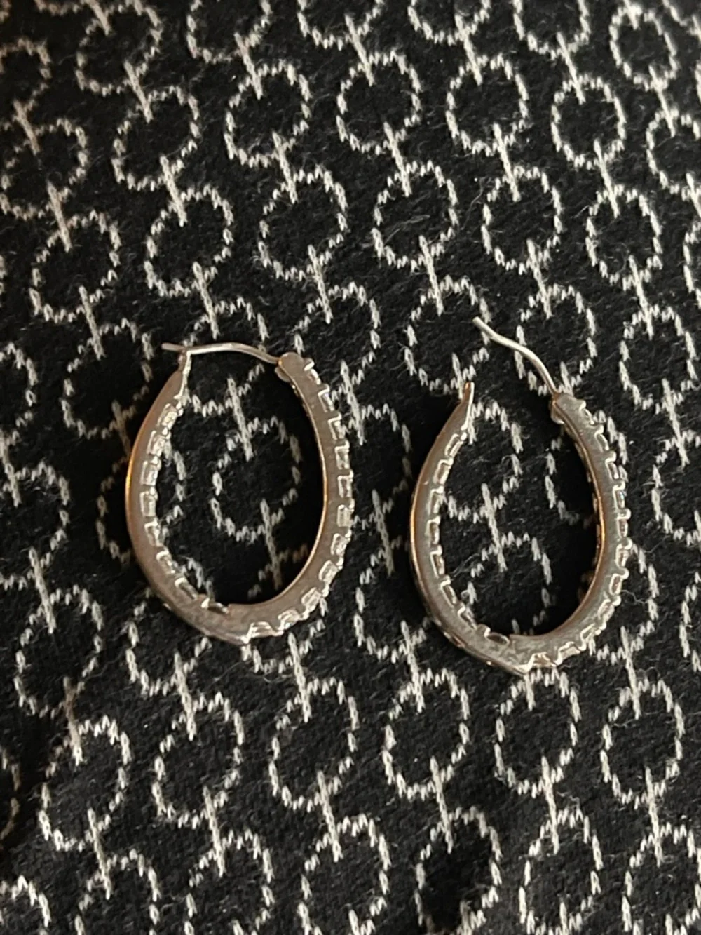 Vintage 925 DQCZ Diamonique Cubic Zirconia Sterling Silver Hoop Earrings 4.99g - Picture 6 of 10